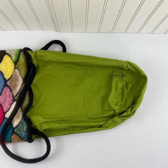 Colorful Felted “Stained Glass” Patchwork Fan Lined Rainbow Fish Hobo Bag Purse - Picture 12 of 13